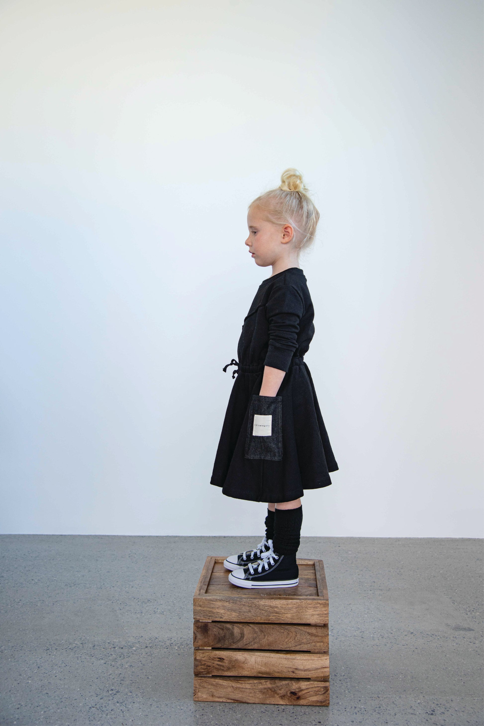 Black Dress with Denim Pockets