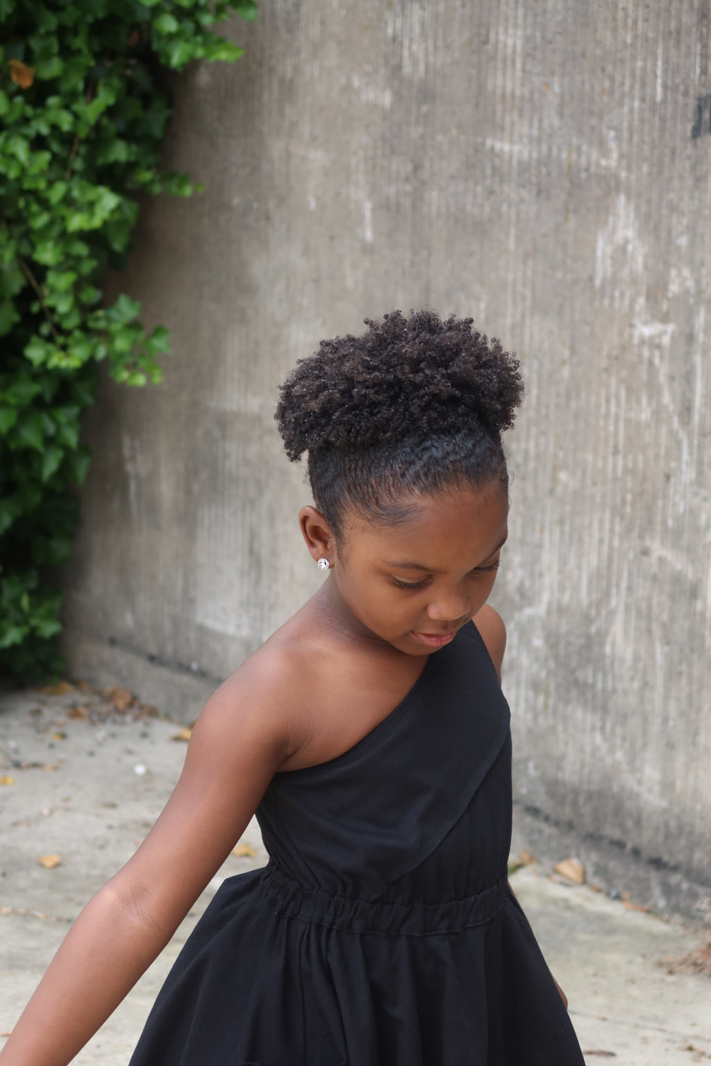 Black One Shoulder Dress with Pockets