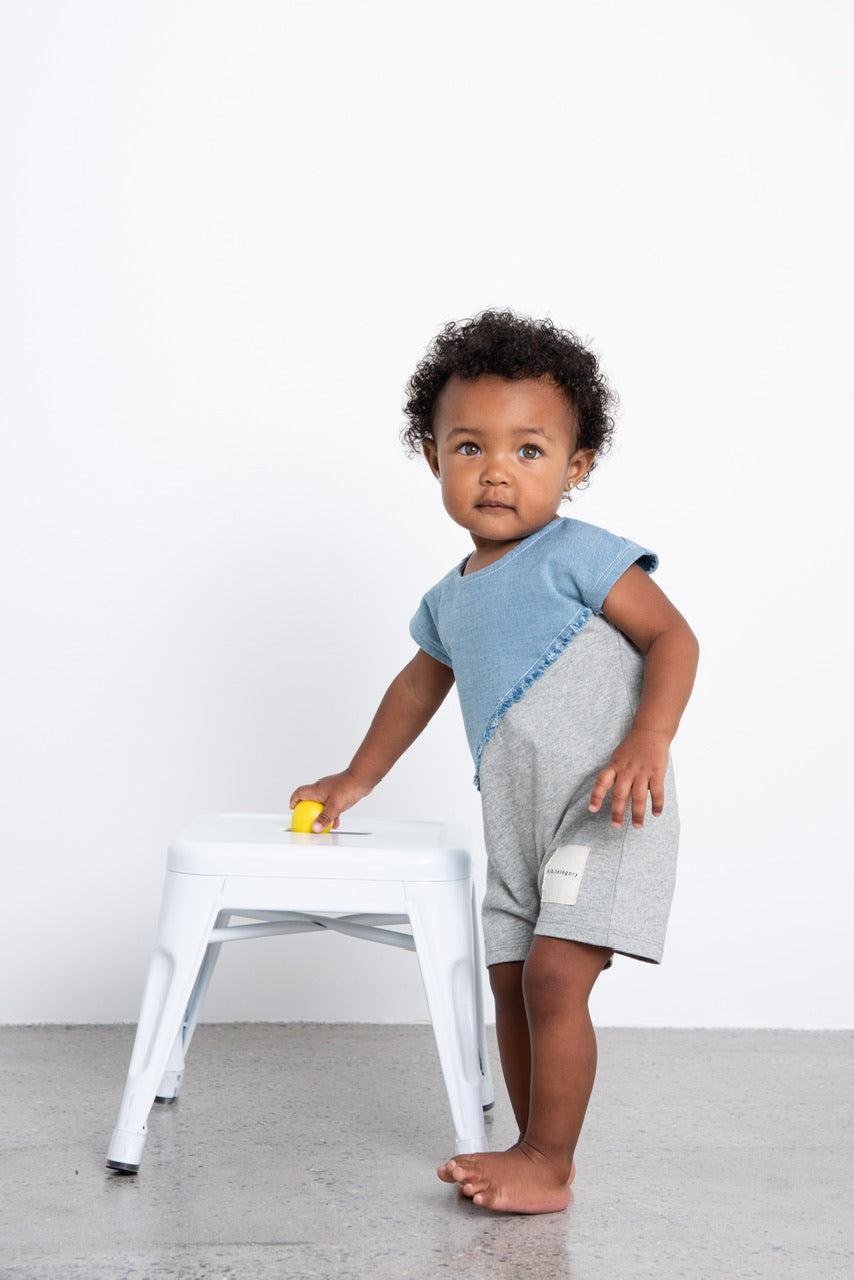Grey Short Sleeve Romper
