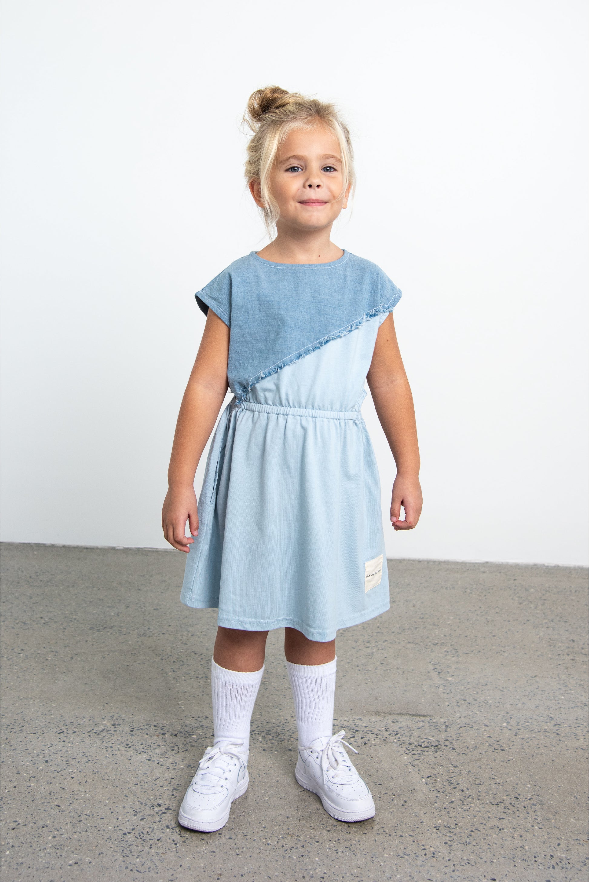 Blue Short Sleeve Cut Out Dress