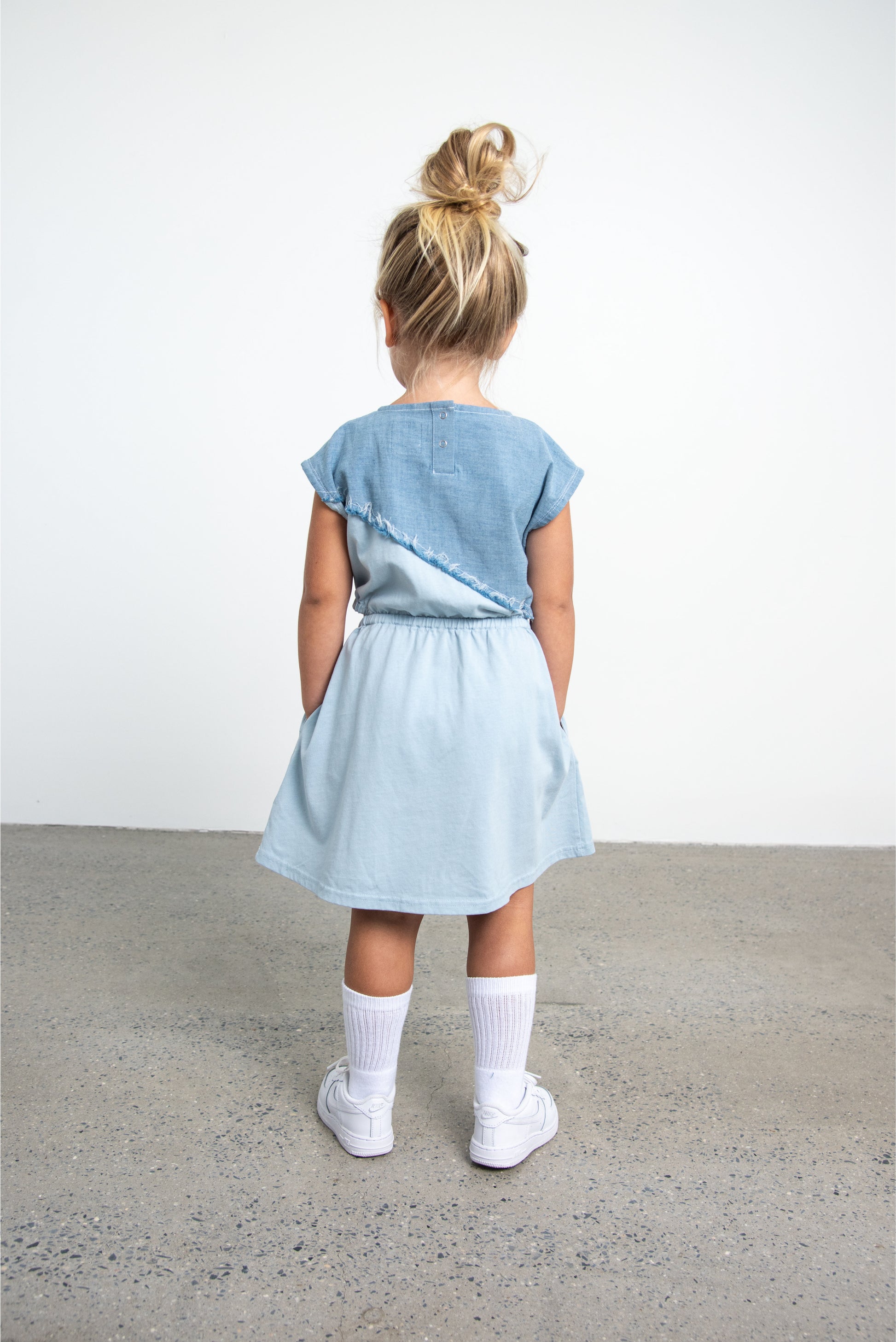 Blue Short Sleeve Cut Out Dress