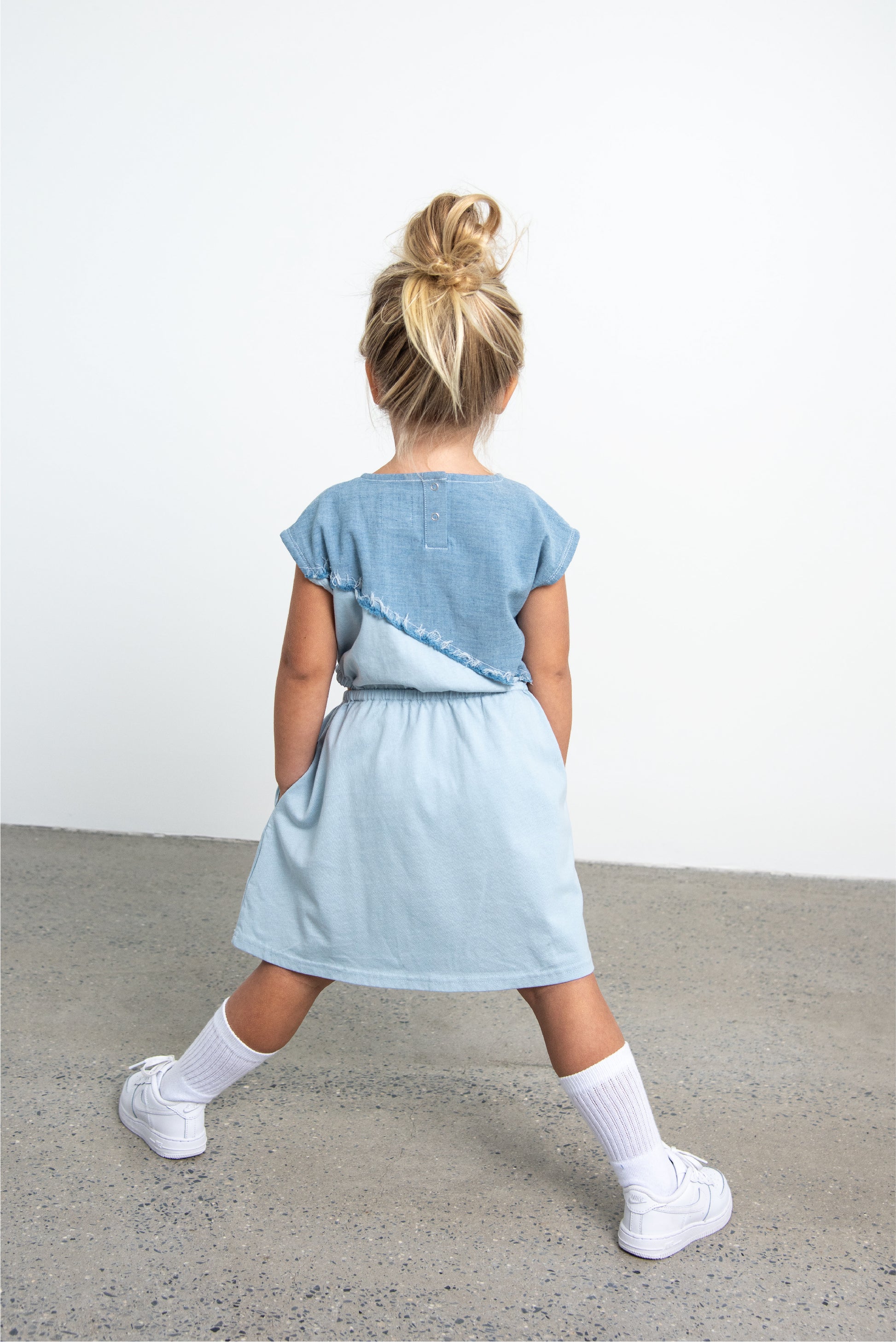 Blue Short Sleeve Cut Out Dress