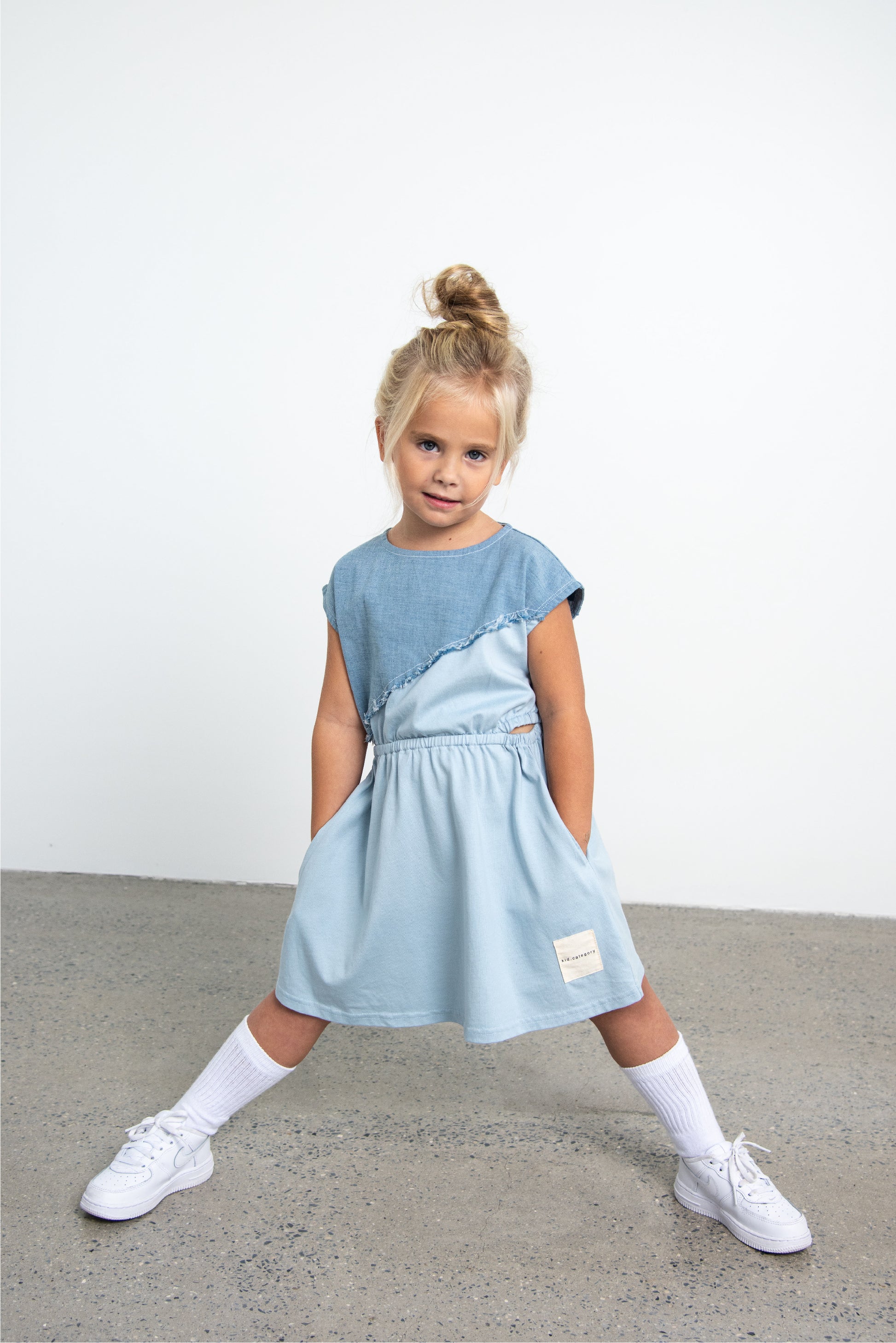 Blue Short Sleeve Cut Out Dress