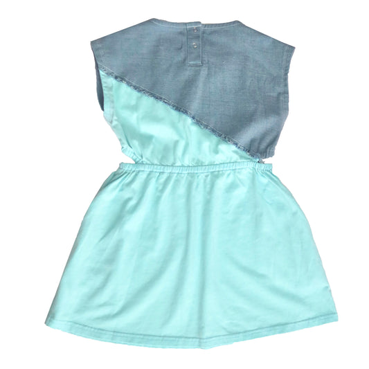 Blue Short Sleeve Cut Out Dress