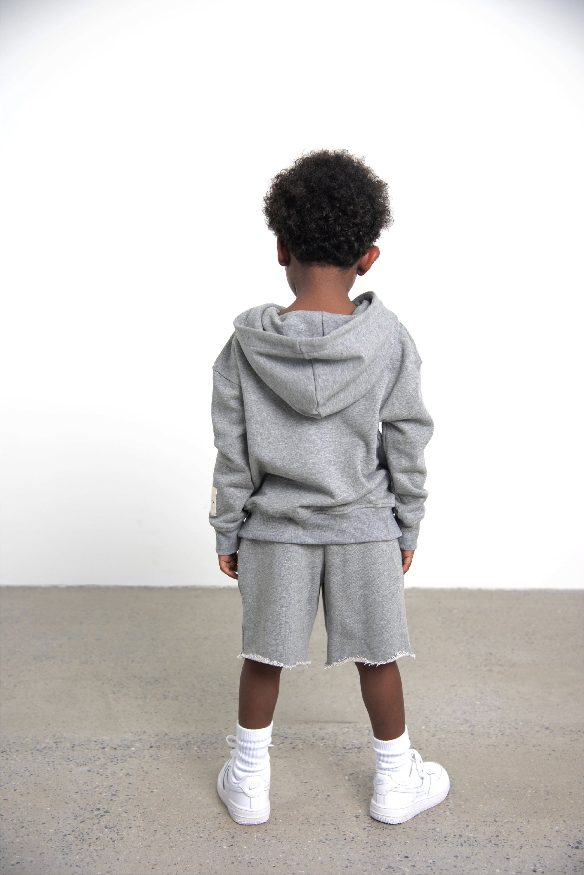 Grey Hoodie with Denim Pockets