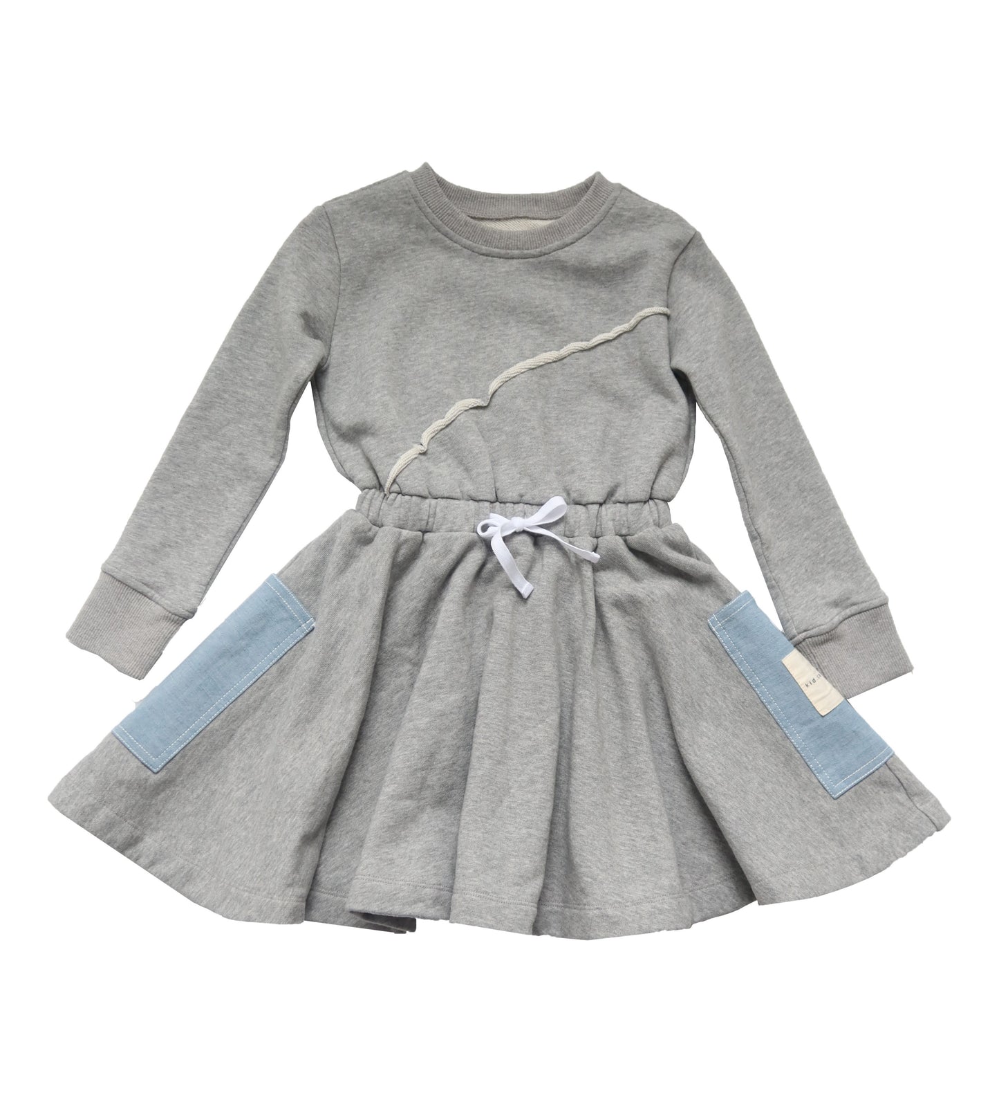 Grey Dress with Denim Pockets