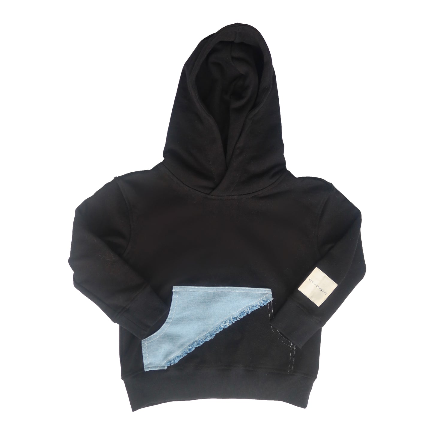 Black Hoodie with Denim Pockets