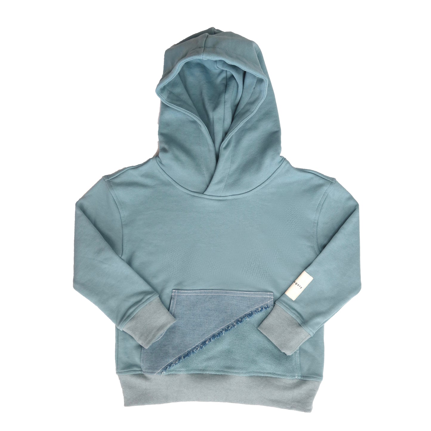 Blue Hoodie with Denim Pocket