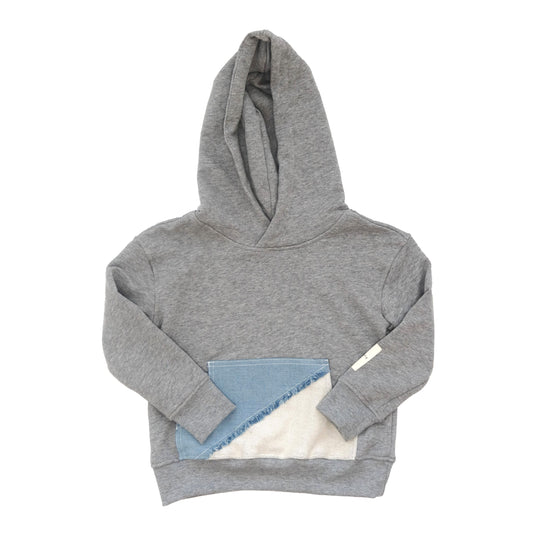 Grey Hoodie with Denim Pockets