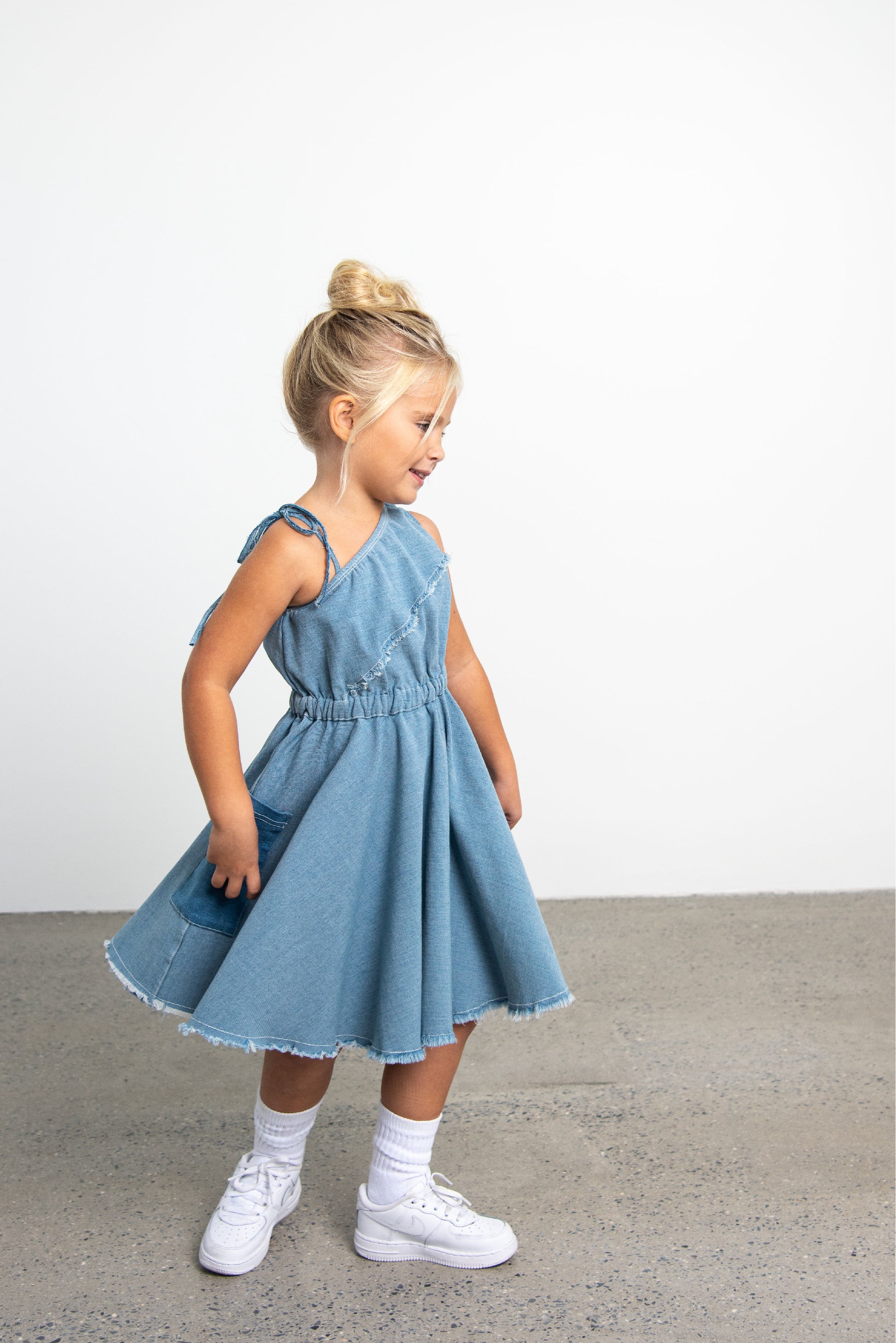 One Shoulder Denim Dress