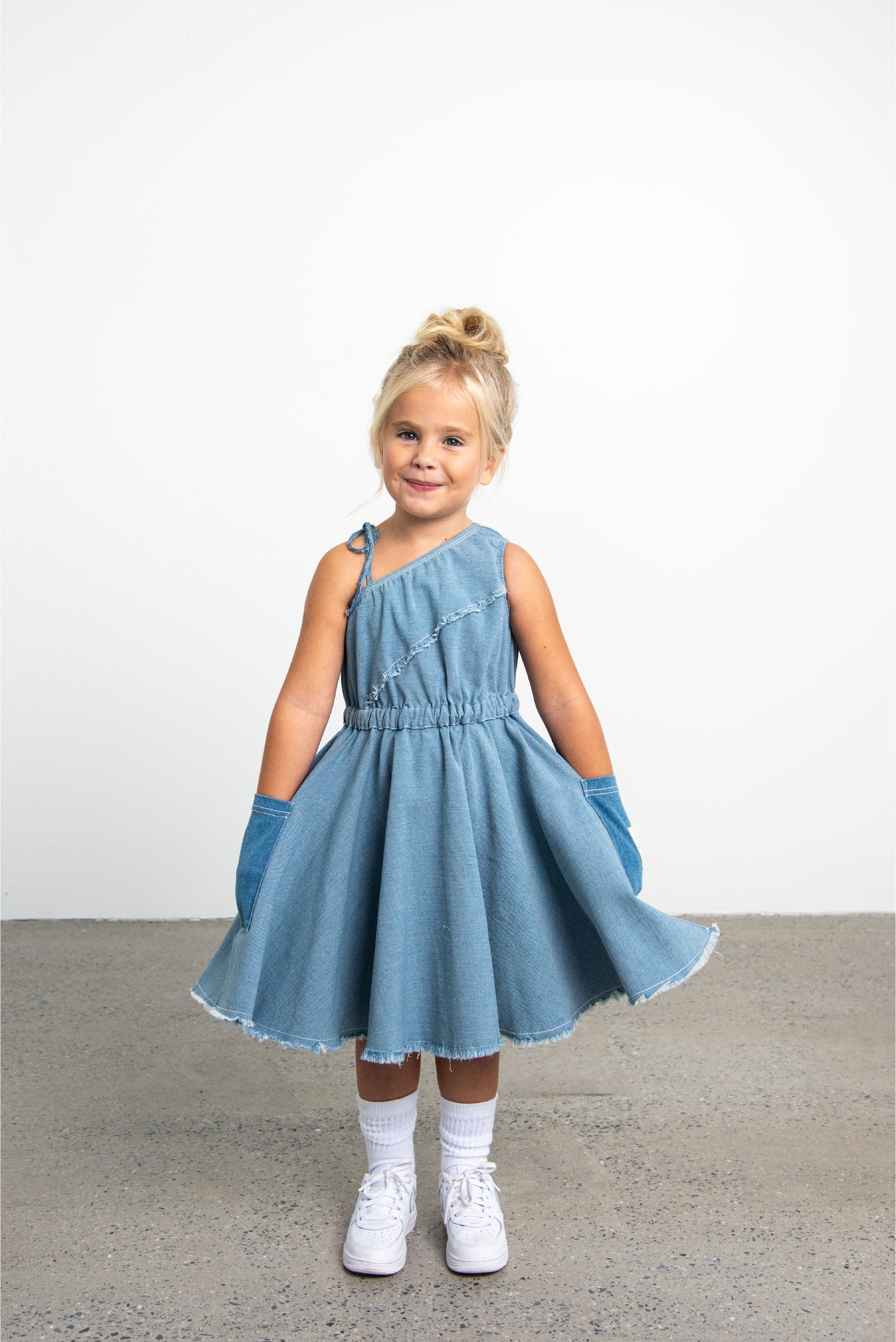 One Shoulder Denim Dress