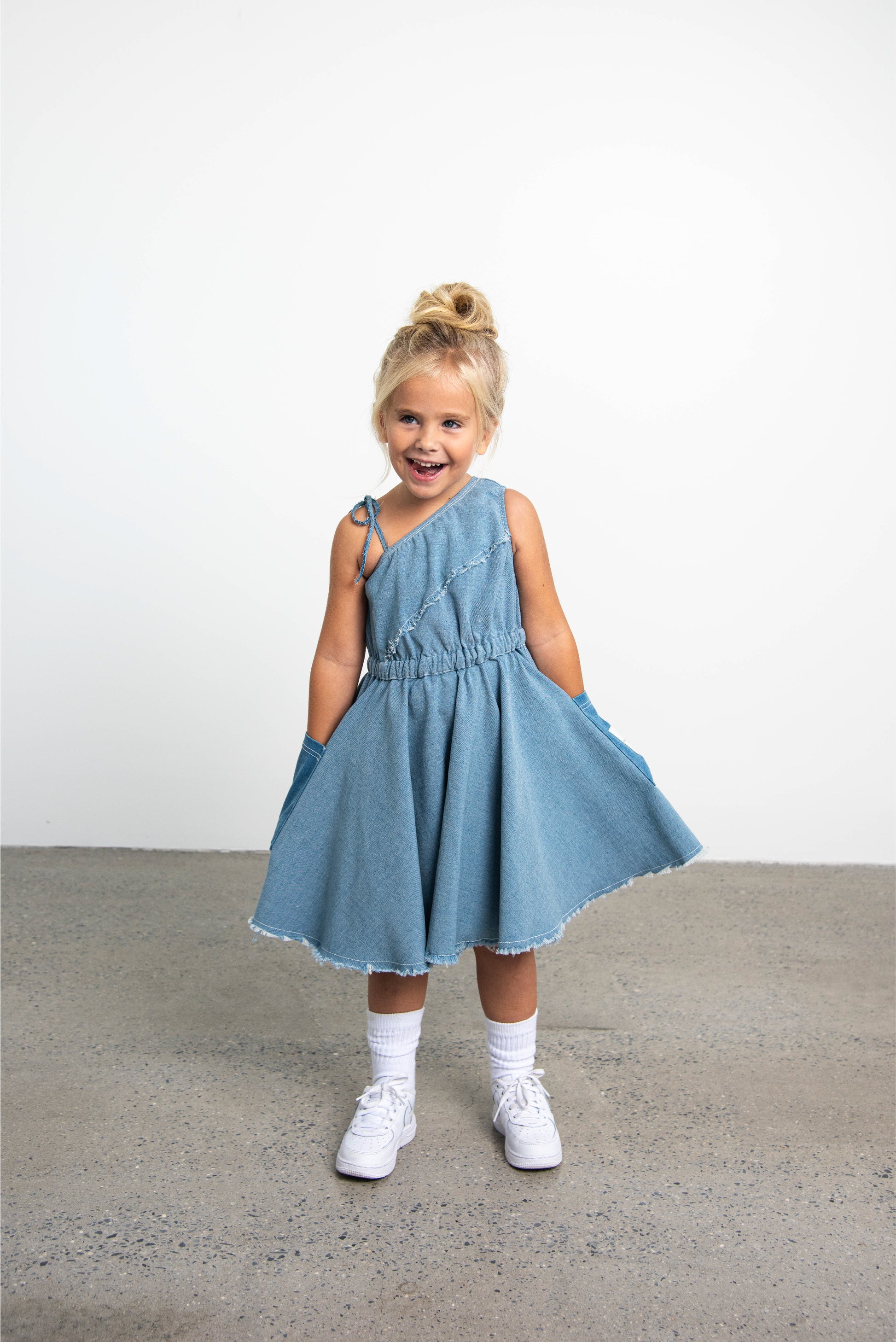 One Shoulder Denim Dress