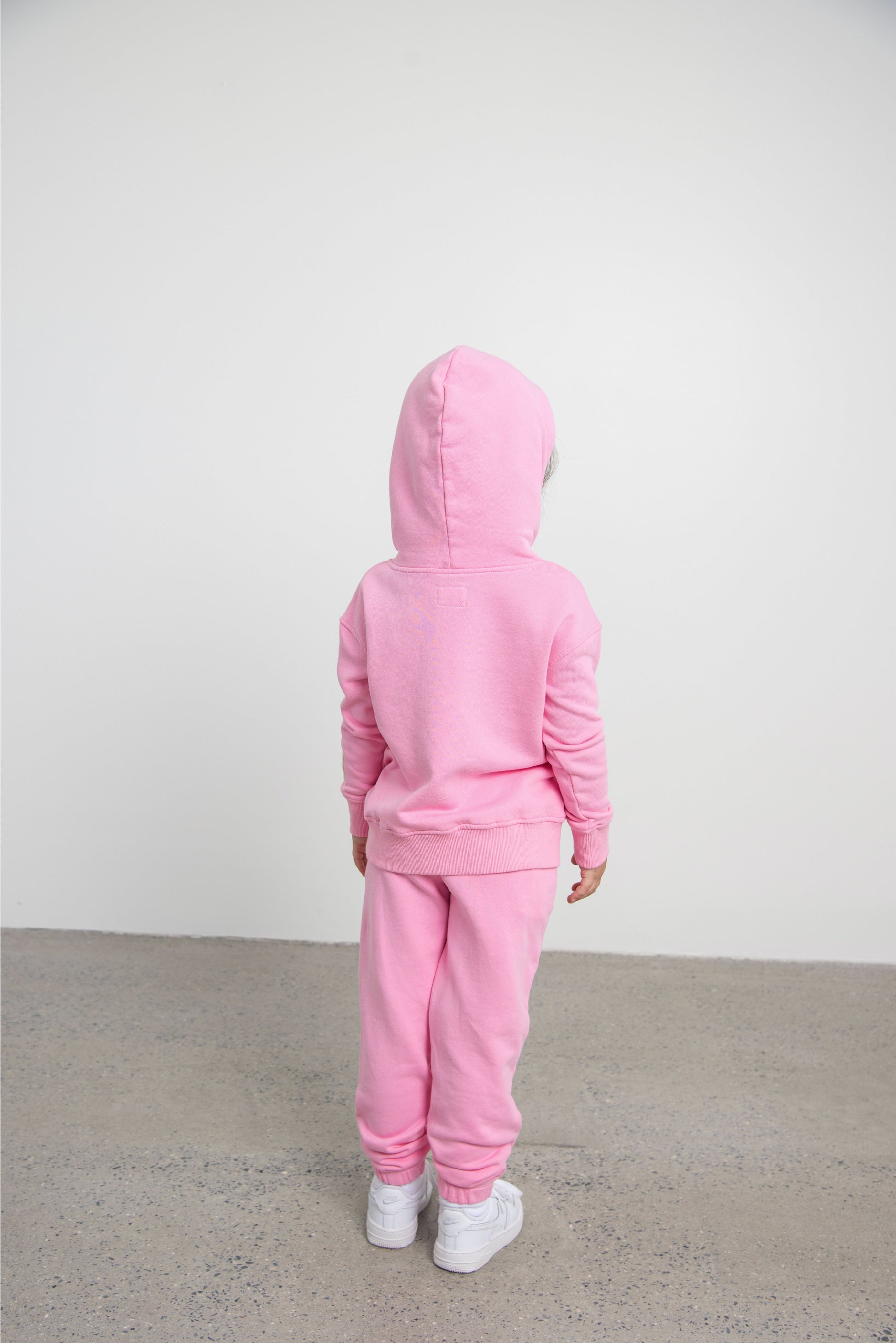 Pink Grey Hoodie with Denim Pocket