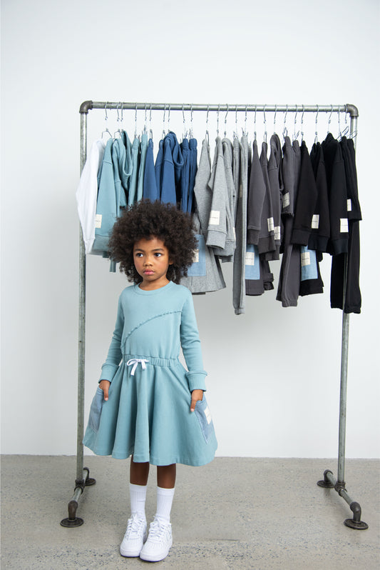 Blue Dress with Denim Pockets