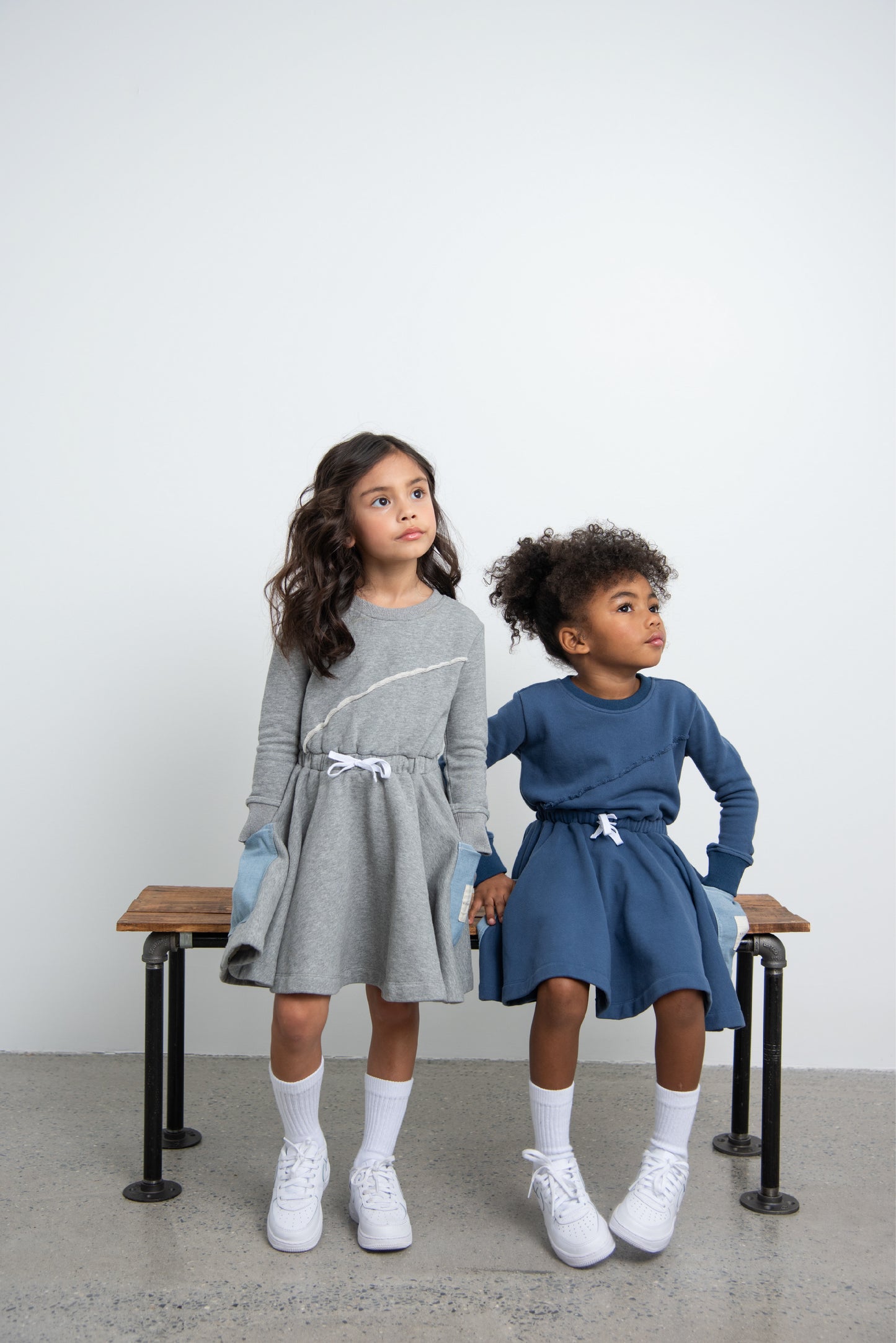 Grey Dress with Denim Pockets