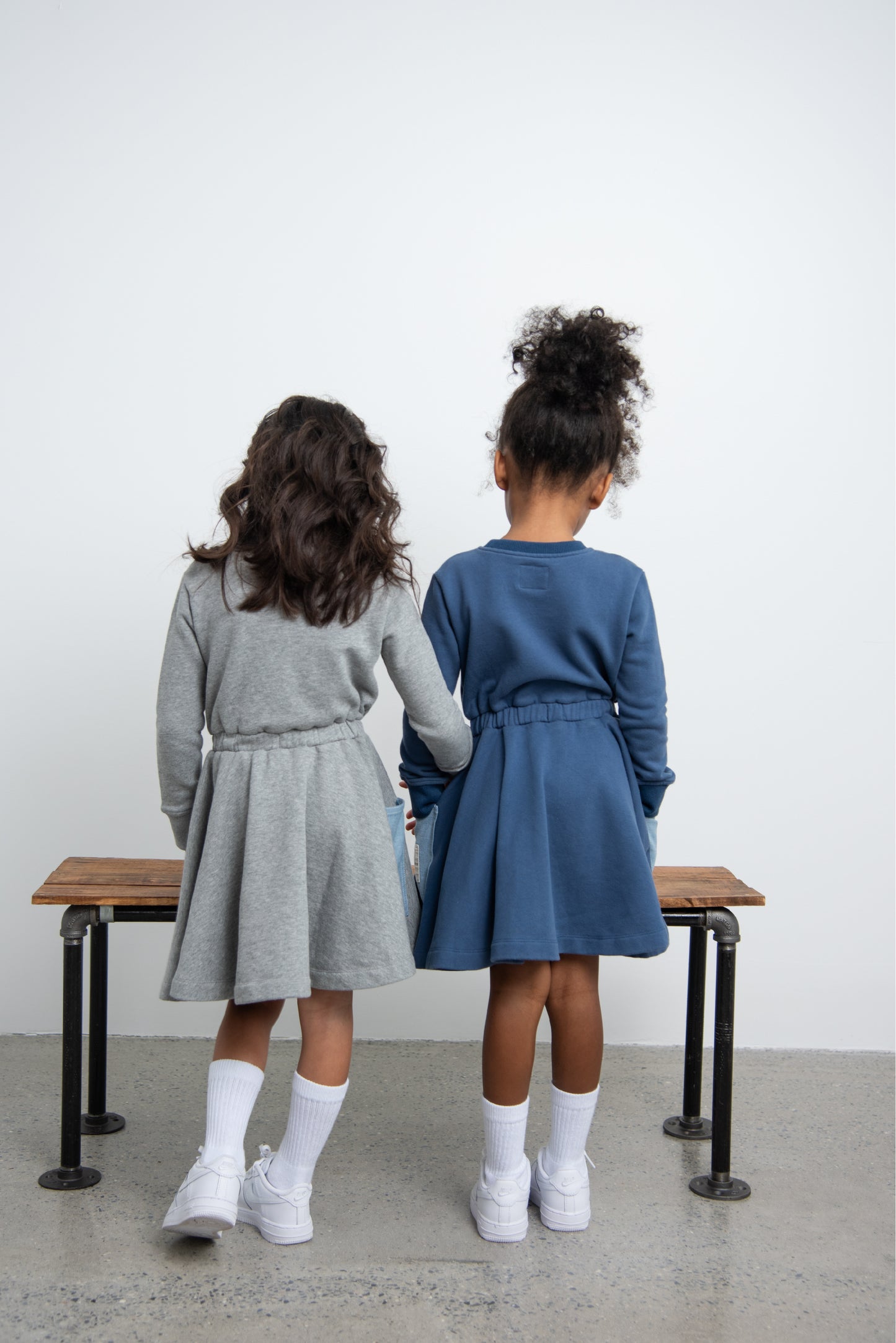 Grey Dress with Denim Pockets